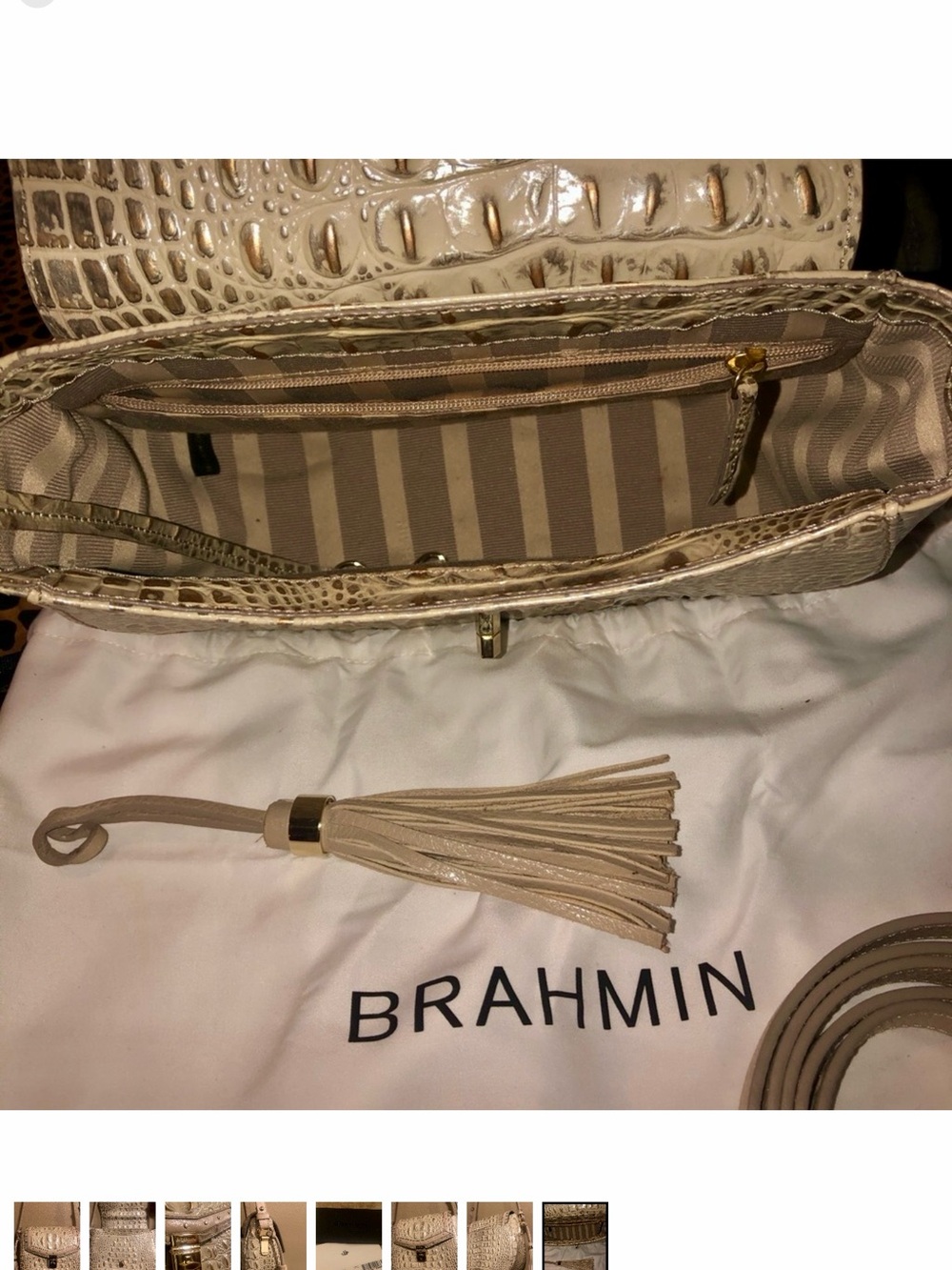 Brahmin Lizzie Croc-Embossed Crossbody - Silver Birch Birchside - Picture 7 of 7